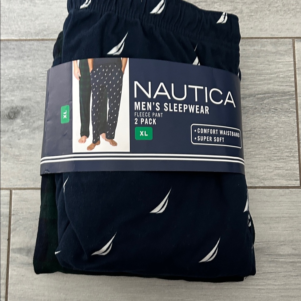Nautica Men's Sleepwear Fleece Pant 2 Pack - Navy